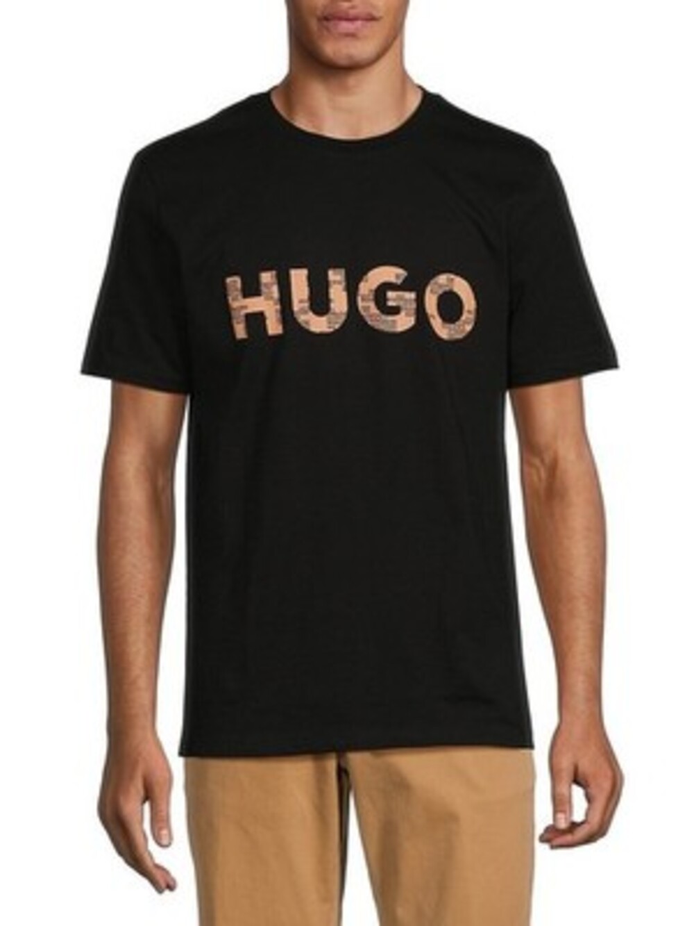 HUGO Dunocyo Logo Graphic Tee Men's M Black Crew Neck Short Sleeve Pullover